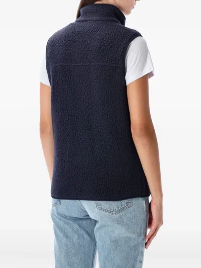 Patagonia Fleece Vest With High Collar And Pockets In Blue