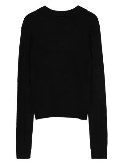 罗纹针织POLO领毛衣