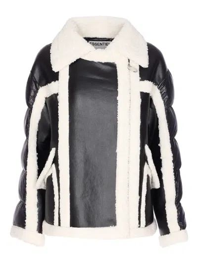 Essentiel Antwerp Ifie Faux Shearling Paneled Jacket In Black