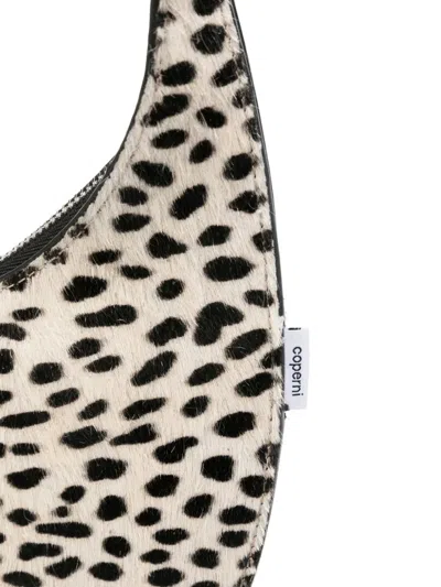 Coperni Swipe Black And White Handbag With Brushed Effect And All-over Polka Dots Motif In Fabric In Black