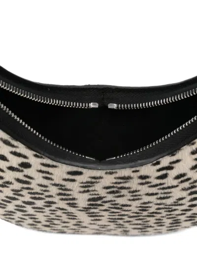 Coperni Swipe Black And White Handbag With Brushed Effect And All-over Polka Dots Motif In Fabric In Black