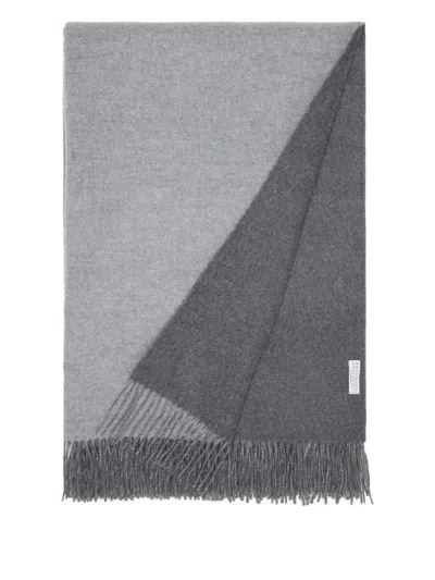 Brunello Cucinelli Double-faced Fringe Throw In Gray