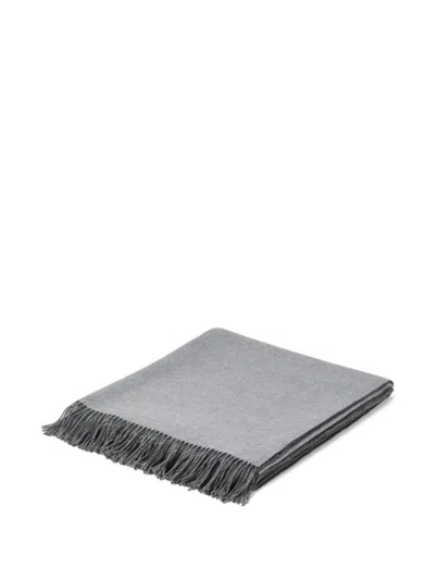 Brunello Cucinelli Double-faced Fringe Throw In Gray