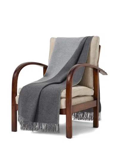 Brunello Cucinelli Double-faced Fringe Throw In Gray