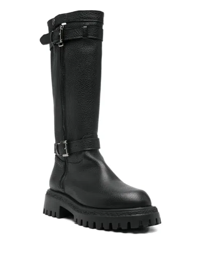 Gisel Moire Varsavia Low Heels Boots In Black