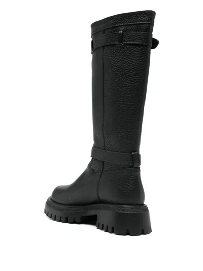 Gisel Moire Varsavia Low Heels Boots In Black