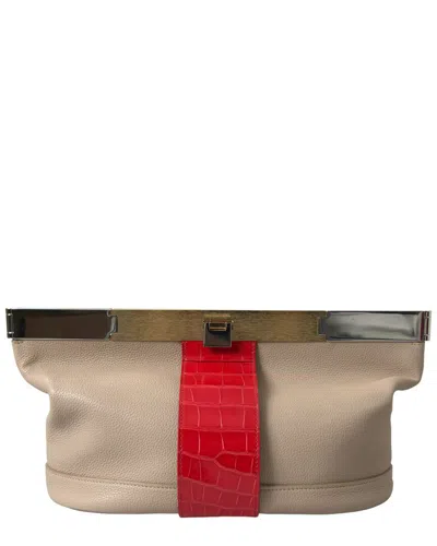 Balenciaga Two Tone Exotic Leather Clutch In Pink