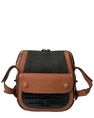 Balenciaga Elegant Crocodile Leather Crossbody Bag In Black And Brown
