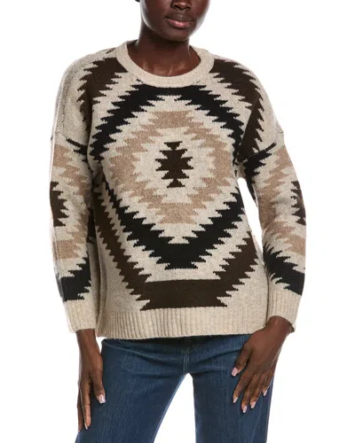 Vince Camuto Geo Pattern Drop Shoulder Sweater In Brown
