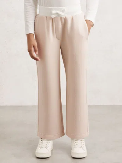 Reiss Neutral Laney Wide-leg Interlock Drawstring Joggers In Neutral