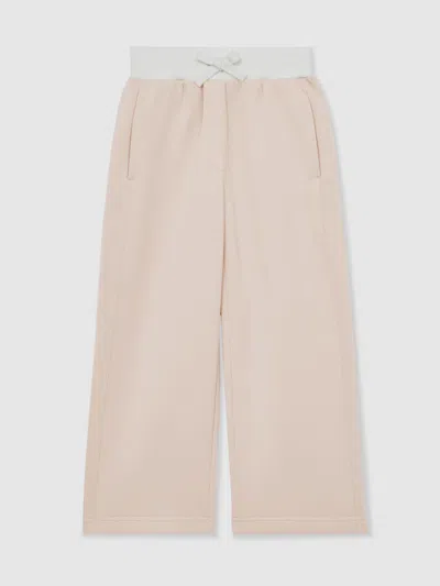 Reiss Neutral Laney Wide-leg Interlock Drawstring Joggers In Neutral