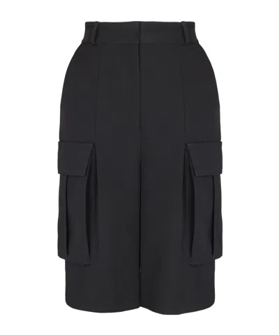 Balmain Bermuda Shorts In Grain De Poudre Wool In Black