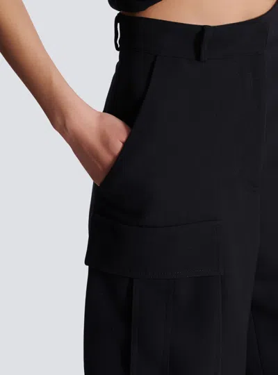 Balmain Bermuda Shorts In Grain De Poudre Wool In Black