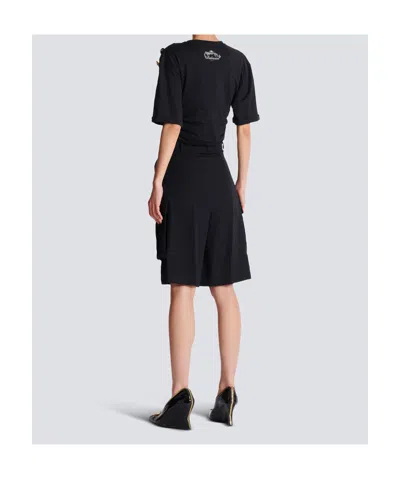 Balmain Bermuda Shorts In Grain De Poudre Wool In Black