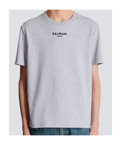 Balmain Embroidered Paris T-shirt In Gray