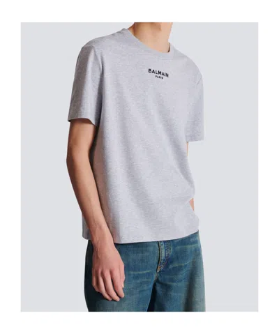 Balmain Embroidered Paris T-shirt In Gray