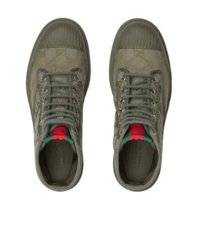 Gucci Army Green Gg Fabric Ankle Boots In Green