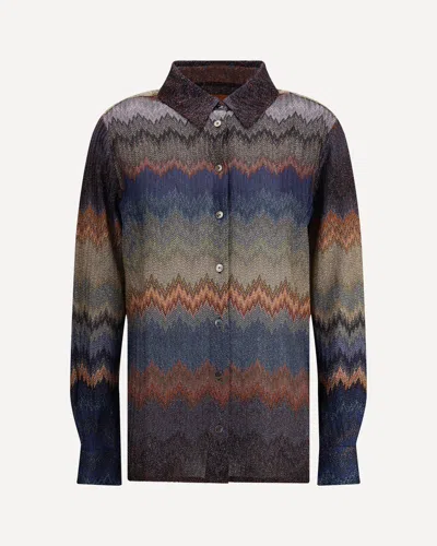 Missoni Metallic Zigzag Button-up Shirt In Multi