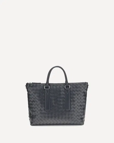 Bottega Veneta Intrecciato Soft Business Bag In Black