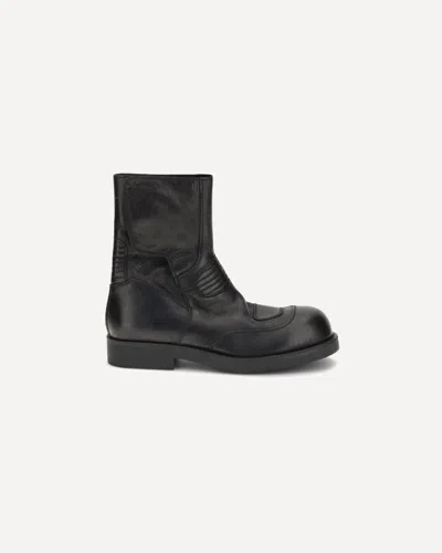 Mm6 Maison Margiela Leather Biker Boot In Black