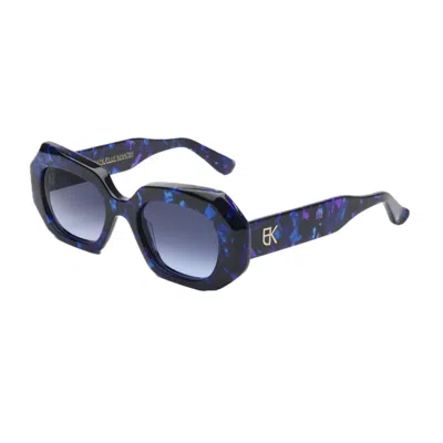 Emmanuelle Khanh Emmanuel Kahn Dixie 281 Ecaille Nacre Blue Sunglasses In Blue