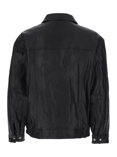 Dunst Black Jacket With Two Front Pockets And Distressed Effect In Leather Woman In Black