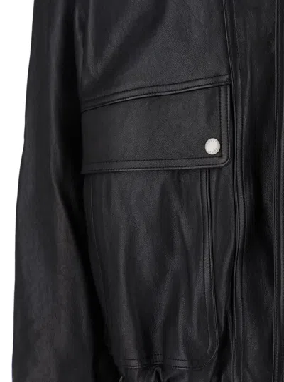 Dunst Black Jacket With Two Front Pockets And Distressed Effect In Leather Woman In Black