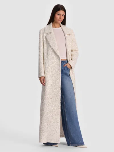 Alice And Olivia Nicholas Embellished Tweed Maxi Coat In White