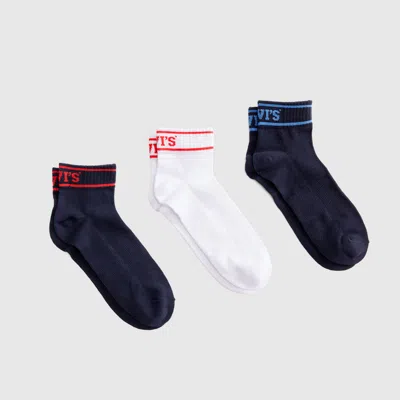 Levi's Mid Cut Collegiate Logo Socks (3-pack) In Multi
