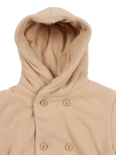 Teddy & Minou Hooded Corduroy Padded Jacket In Neutral