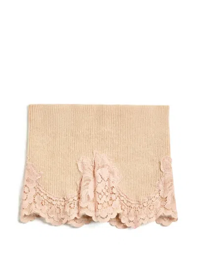 Valentino Vlogo Signature Cashmere And Lace Headband In Neutral