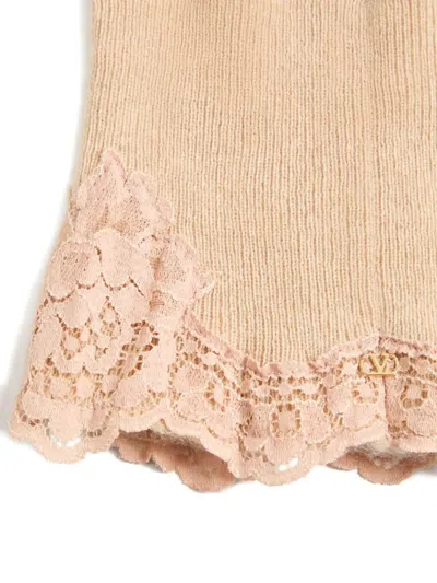 Valentino Vlogo Signature Cashmere And Lace Headband In Neutral