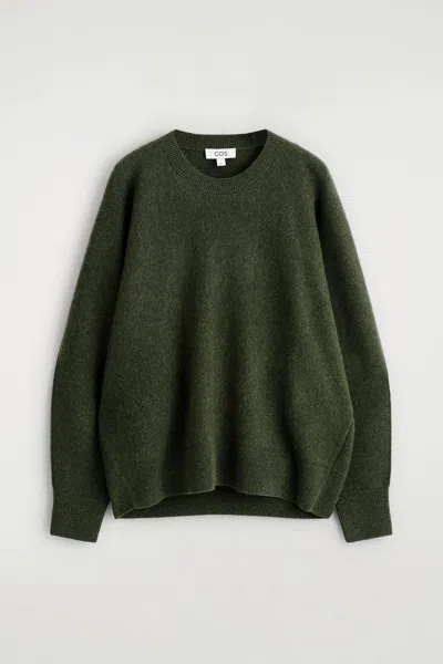 Cos Rounded Double-faced Wool Sweater In Green