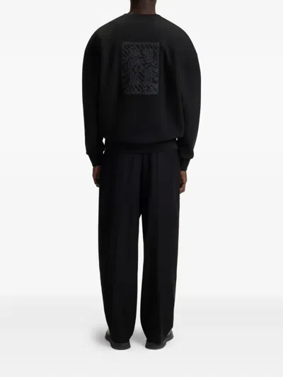 Hugo Boss Mens Black Brand-embroidered Relaxed-fit Cotton-blend Sweatshirt Xxl