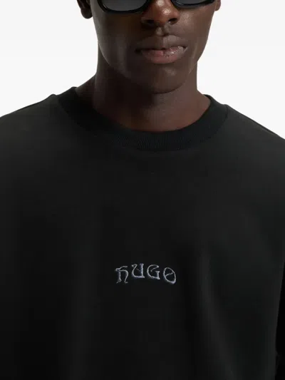 Hugo Boss Mens Black Brand-embroidered Relaxed-fit Cotton-blend Sweatshirt Xxl