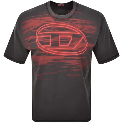 Diesel Cotton T-shirt With Oval D Print In Gray