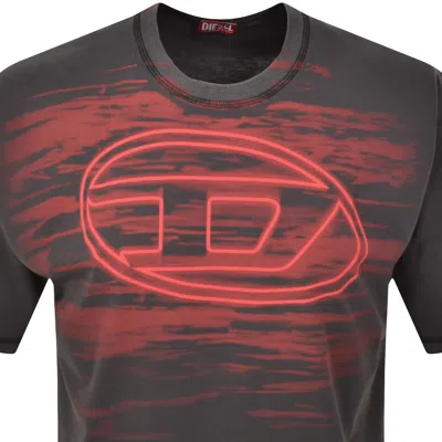 Diesel Cotton T-shirt With Oval D Print In Gray
