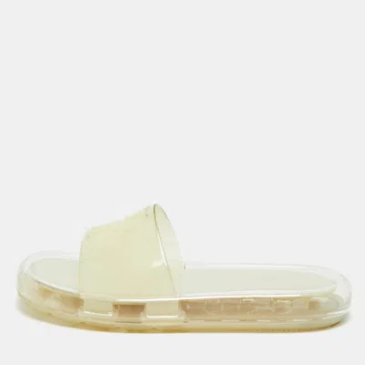 Pre-owned Tory Burch Transparent Rubber Leccio Slide Sandals Size 37