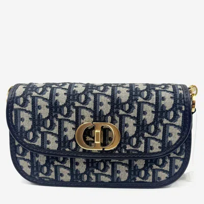 Pre-owned Dior Oblique 30 Montaigne Avenue Bag Small In Blue