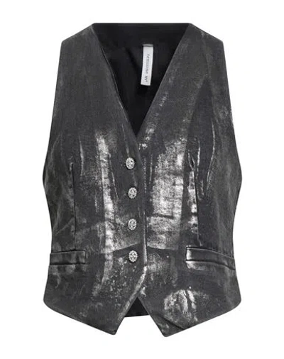 Tensione In Woman Tailored Vest Grey Size S Cotton, Elastane In Black