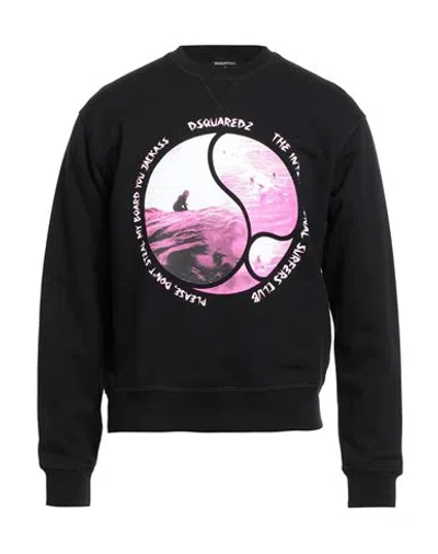 Dsquared2 Man Sweatshirt Black Size S Cotton, Elastane In Black