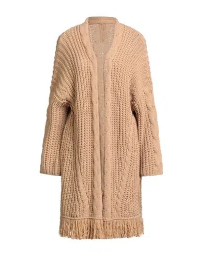 Milva Mi Woman Cardigan Camel Size 10 Viscose, Wool, Alpaca Wool In Gold