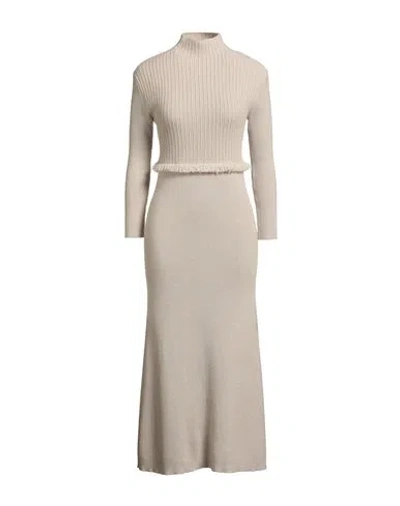 Agnona Woman Midi Dress Light Grey Size M Cashmere In Neutral