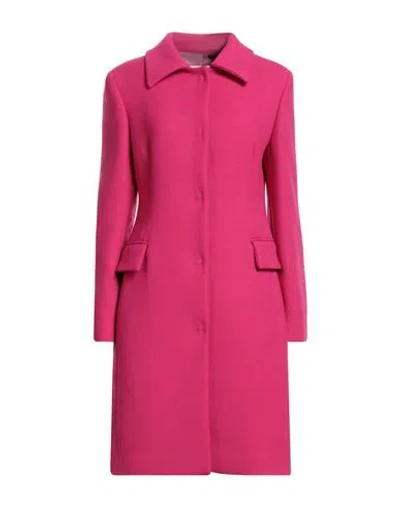 Annie Paris Woman Coat Fuchsia Size 8 Wool, Polyamide In Pink