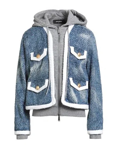 Dsquared2 Man Jacket Blue Size 42 Viscose, Polyester, Cotton In Multi