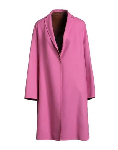 Fabiana Filippi Woman Overcoat & Trench Coat Fuchsia Size 12 Merino Wool, Silk, Polyamide, Ecobrass In Pink