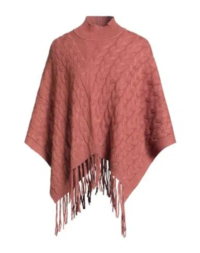 Silvian Heach Woman Cape Brick Size Onesize Viscose, Polyester, Nylon In Brown