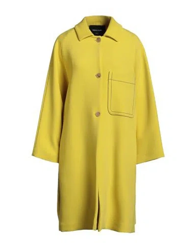 Fabiana Filippi Woman Overcoat & Trench Coat Yellow Size 8 Virgin Wool, Polyamide, Elastane In Green