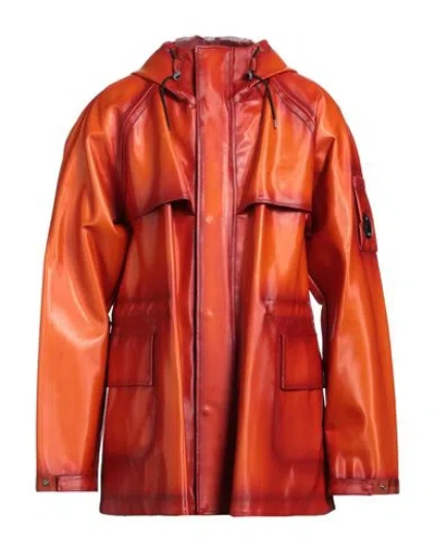 C.p. Company C. P. Company Man Overcoat & Trench Coat Orange Size Xl Polyamide, Elastane, Polyurethane Resin In Red