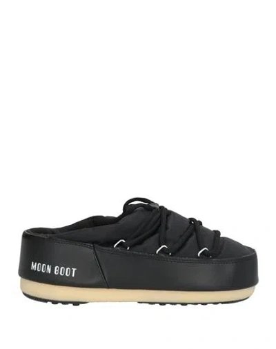 Moon Boot Icon Mule Nylon Slippers In Black